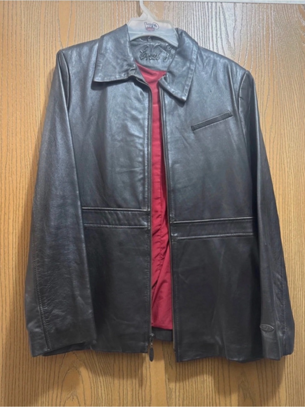 Women’s brown Leather Jacket with Red Lining